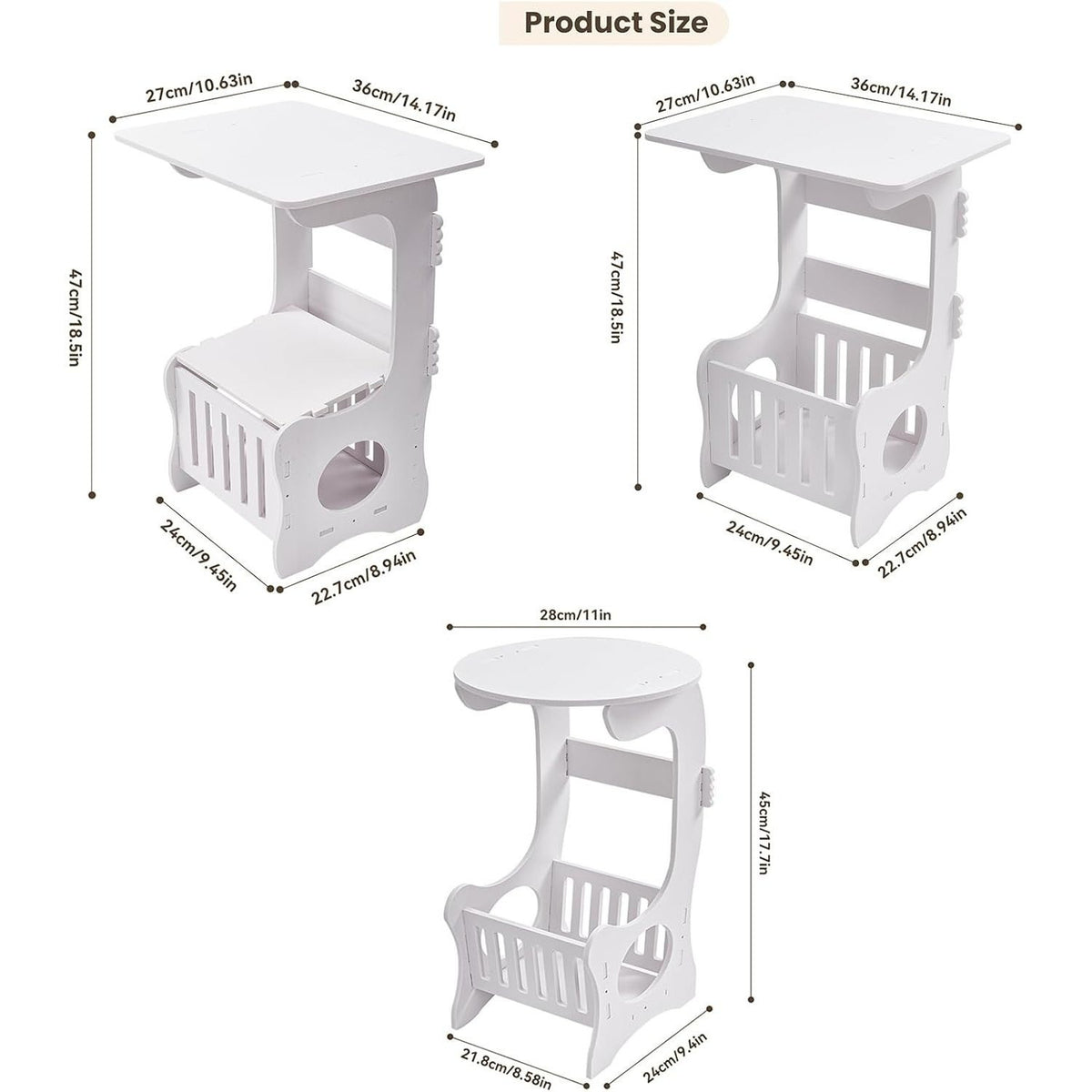 Bedside Table with Space-Saving, Easy Assembly, Metal - product gallery image 5