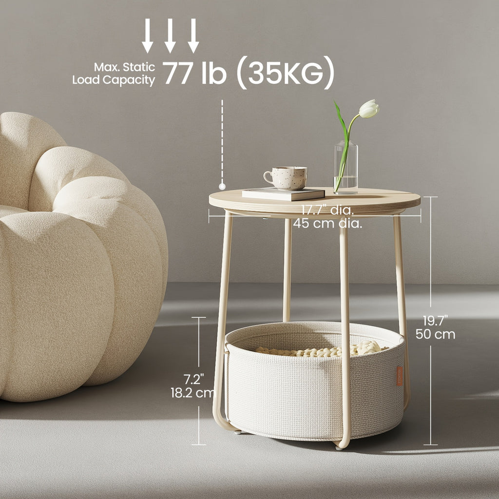 Bedside Table with Space-Saving, Easy Assembly, Metal, Glass - product gallery image 2