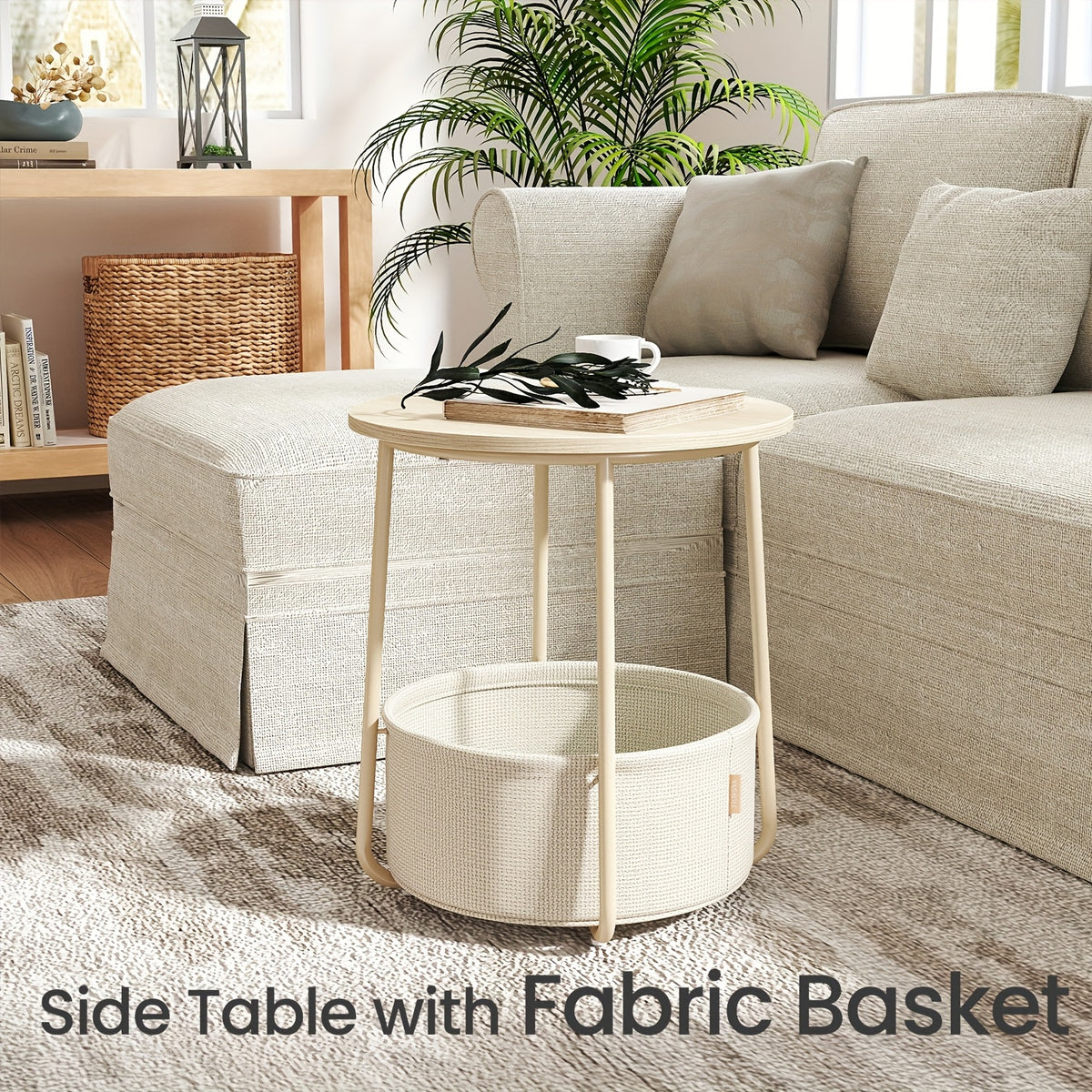 Bedside Table with Space-Saving, Easy Assembly, Metal, Glass