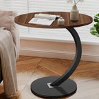 Bedside Table with Space-Saving, Easy Assembly, Metal, Walnut
