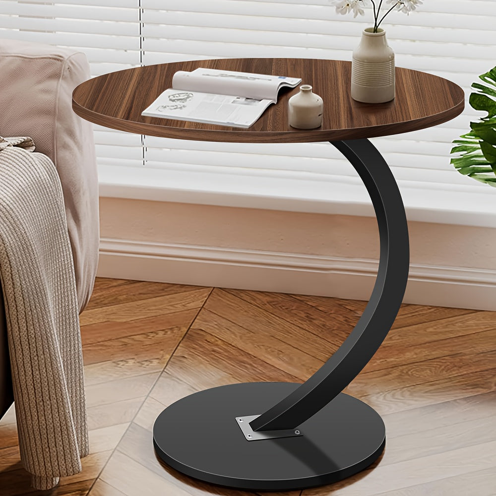 Bedside Table with Space-Saving, Easy Assembly, Metal, Walnut