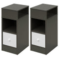 Bedside Table with Space-Saving, Easy Assembly, Wood - Dark Gray, 2pcs option