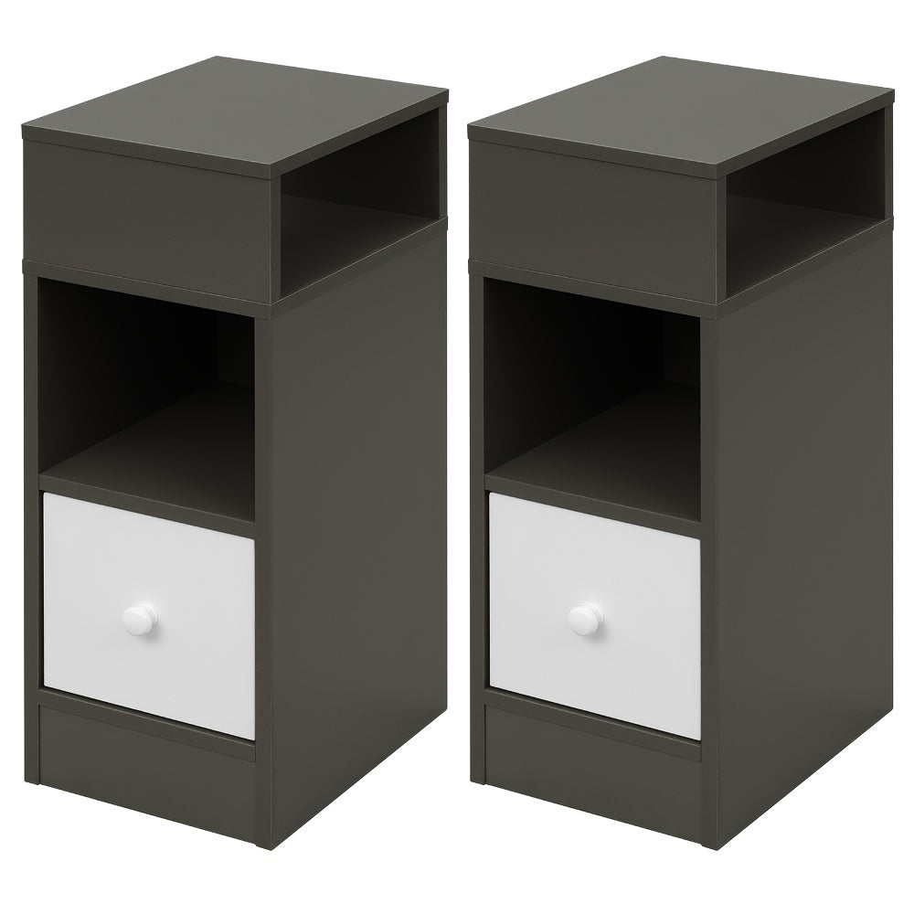 Bedside Table with Space-Saving, Easy Assembly, Wood - Dark Gray, 2pcs option