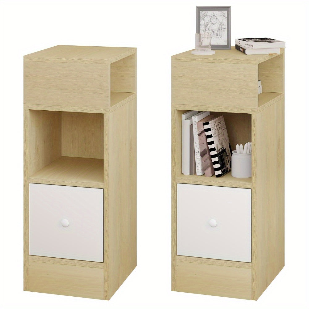 Bedside Table with Space-Saving, Easy Assembly, Wood - Light Wood Grain, 2pcs option