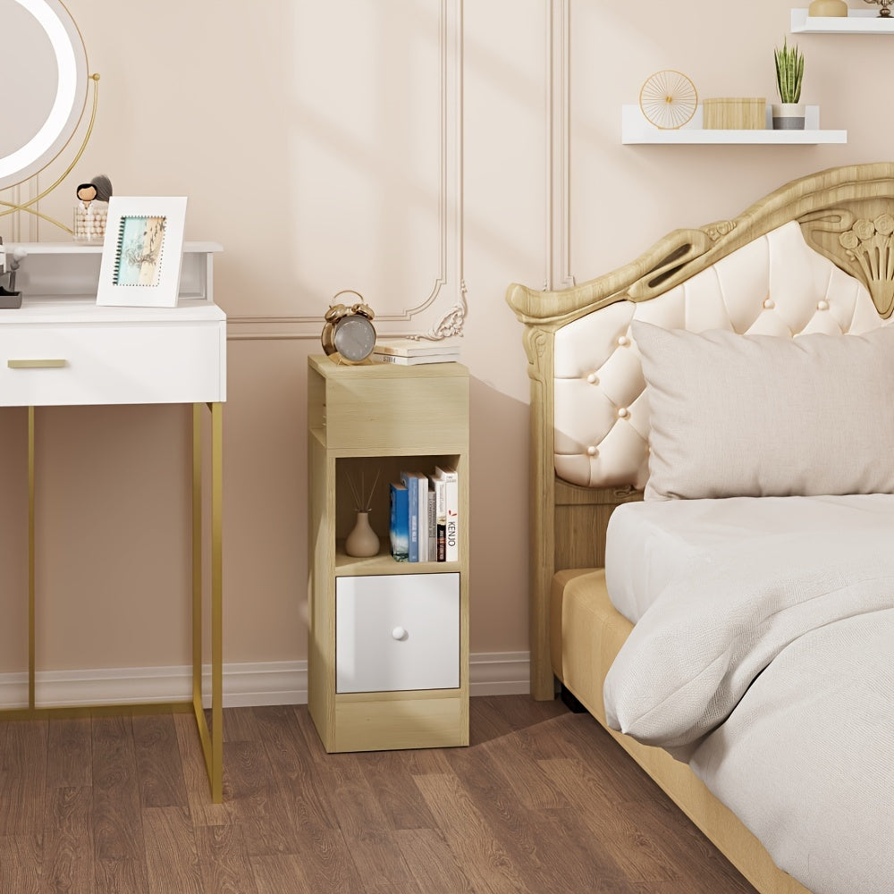 Bedside Table with Space-Saving, Easy Assembly, Wood