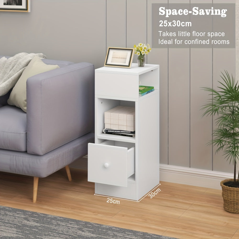 Bedside Table with Space-Saving, Easy Assembly, Wood - White, 1pc option