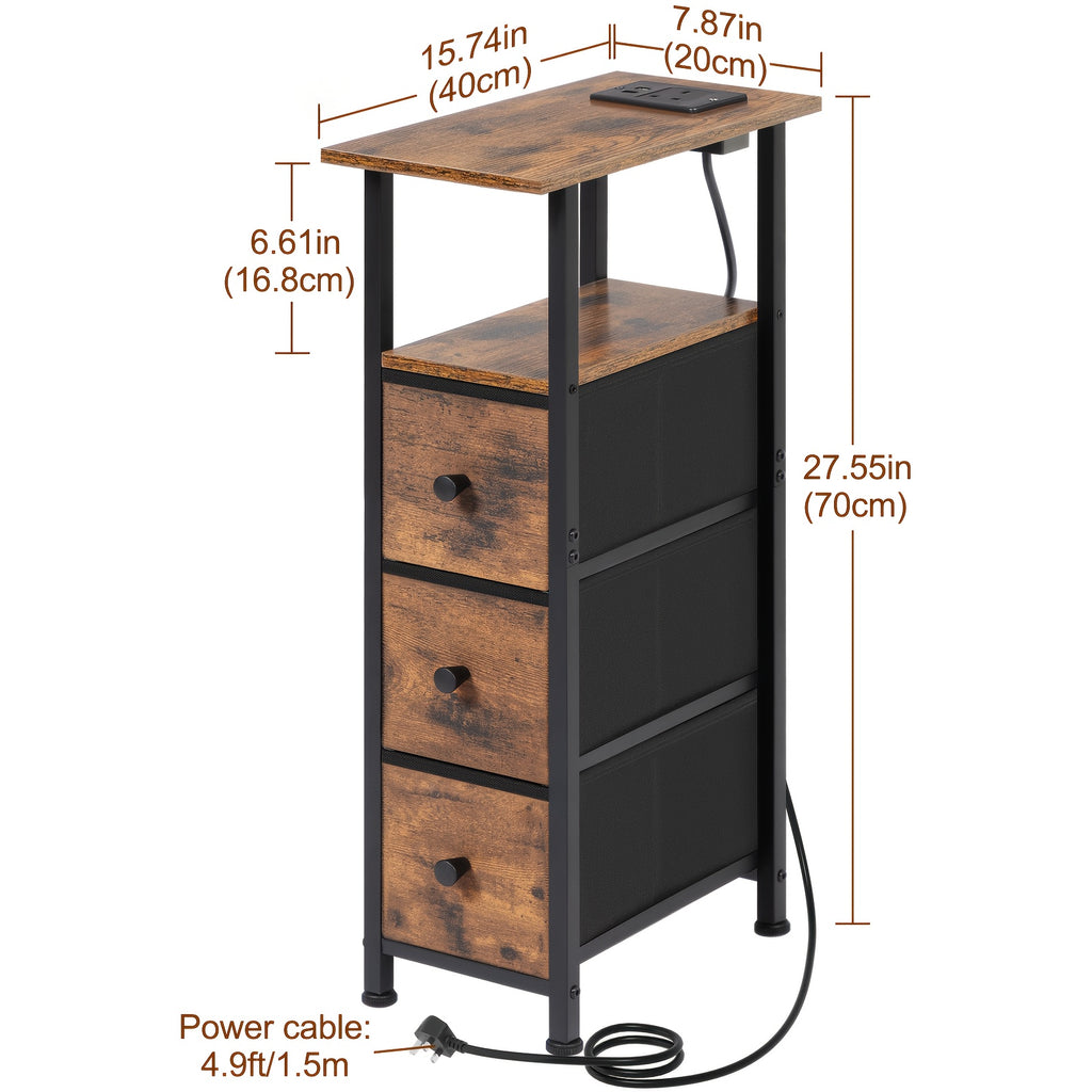 Bedside Table with Space-Saving, Metal, 1pc, 2pc for bedrooms - product gallery image 3