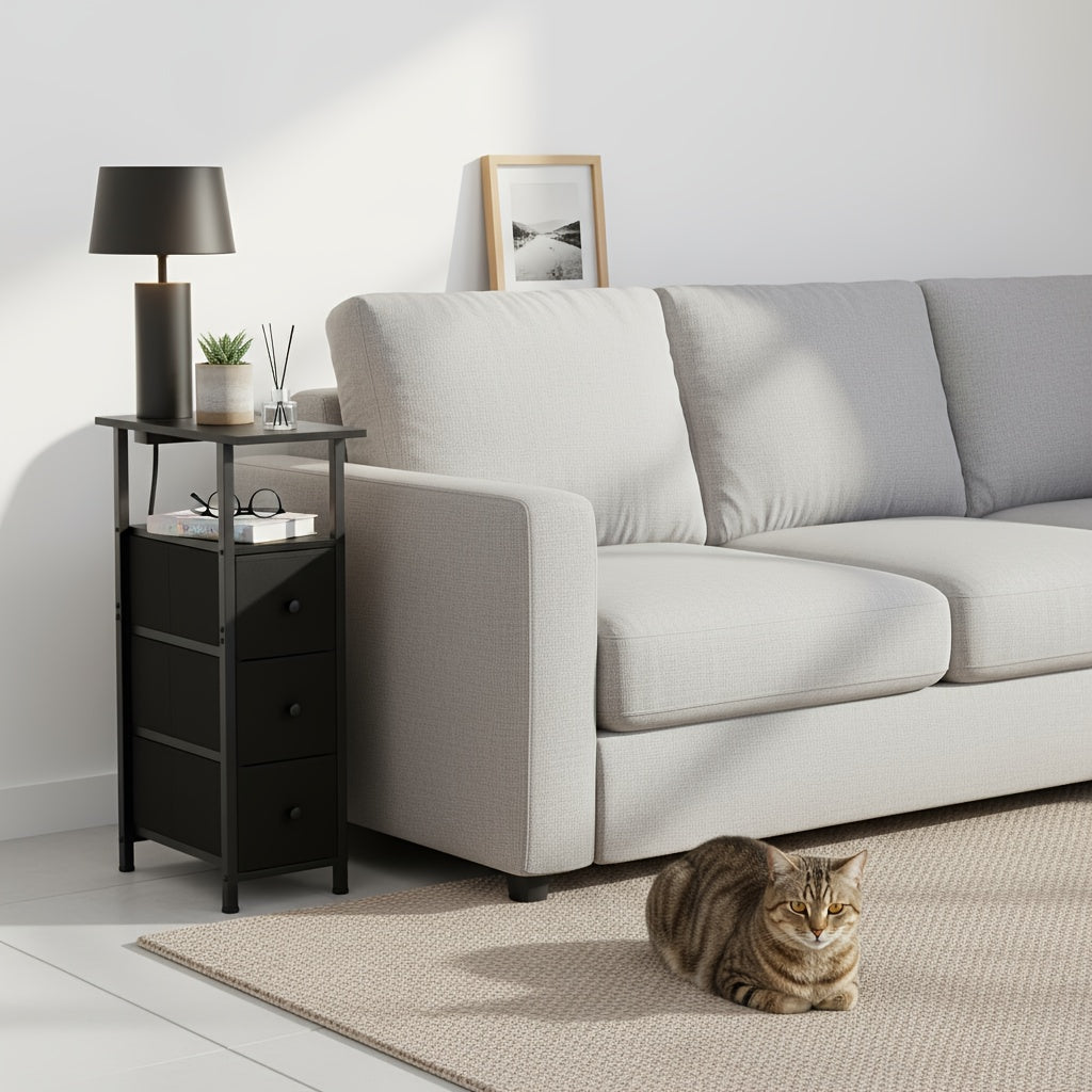Bedside Table with Space-Saving, Metal, 1pc, 2pc for bedrooms - product gallery image 4