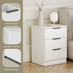 Bedside Table with Space-Saving, Metal, Modern 3-Drawer Nightstand Metal Handles - product gallery image 13