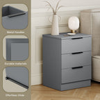Bedside Table with Space-Saving, Metal, Modern 3-Drawer Nightstand Metal Handles - product gallery image 15
