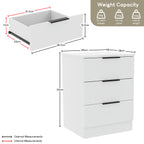 Bedside Table with Space-Saving, Metal, Modern 3-Drawer Nightstand Metal Handles - product gallery image 4