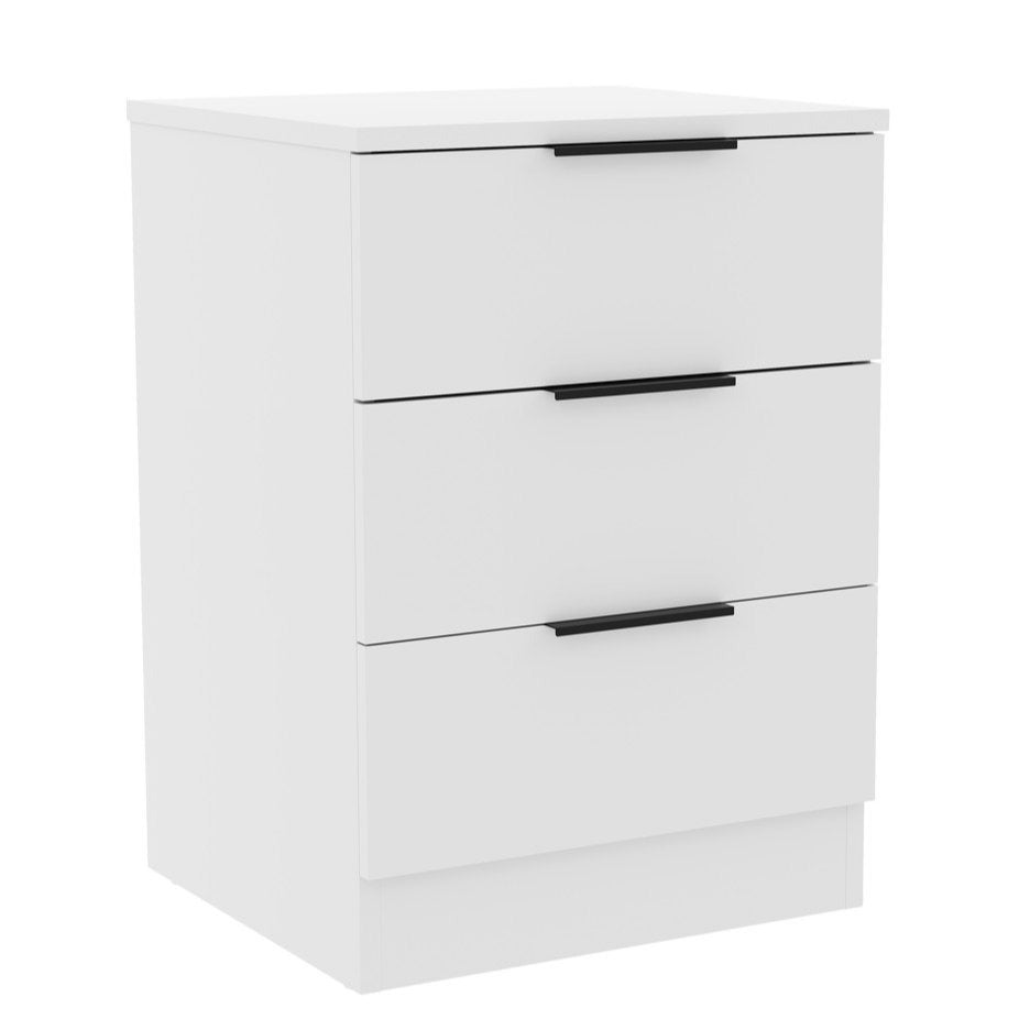 Bedside Table with Space-Saving, Metal, Modern 3-Drawer Nightstand Metal Handles - product gallery image 5
