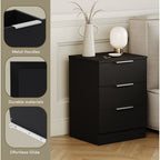 Bedside Table with Space-Saving, Metal, Modern 3-Drawer Nightstand Metal Handles - product gallery image 7