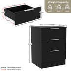 Bedside Table with Space-Saving, Metal, Modern 3-Drawer Nightstand Metal Handles - product gallery image 9