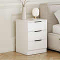 Bedside Table with Space-Saving, Metal, Modern 3-Drawer Nightstand Metal Handles