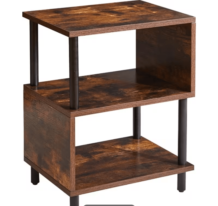 Bedside Table with Space-Saving, S-Shaped Side 3-Tier Open Shelf Modern - product gallery image 22