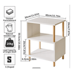 Bedside Table with Space-Saving, S-Shaped Side 3-Tier Open Shelf Modern - product gallery image 3