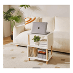Bedside Table with Space-Saving, S-Shaped Side 3-Tier Open Shelf Modern - product gallery image 4