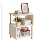 Bedside Table with Space-Saving, S-Shaped Side 3-Tier Open Shelf Modern - product gallery image 9