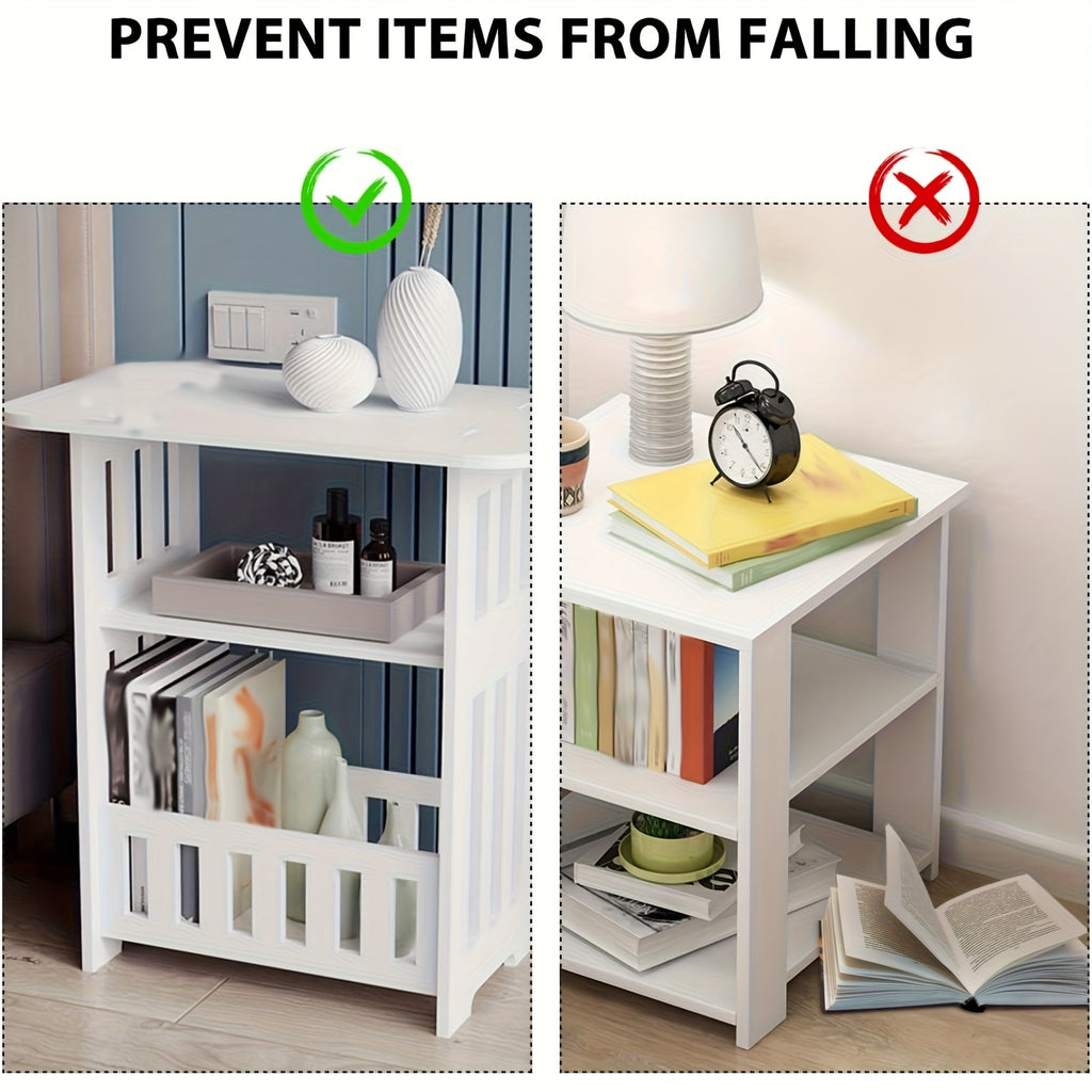Bedside Table with Space-Saving, Wood, 3-Tier White Side Wooden Nightstand Compact - product gallery image 4