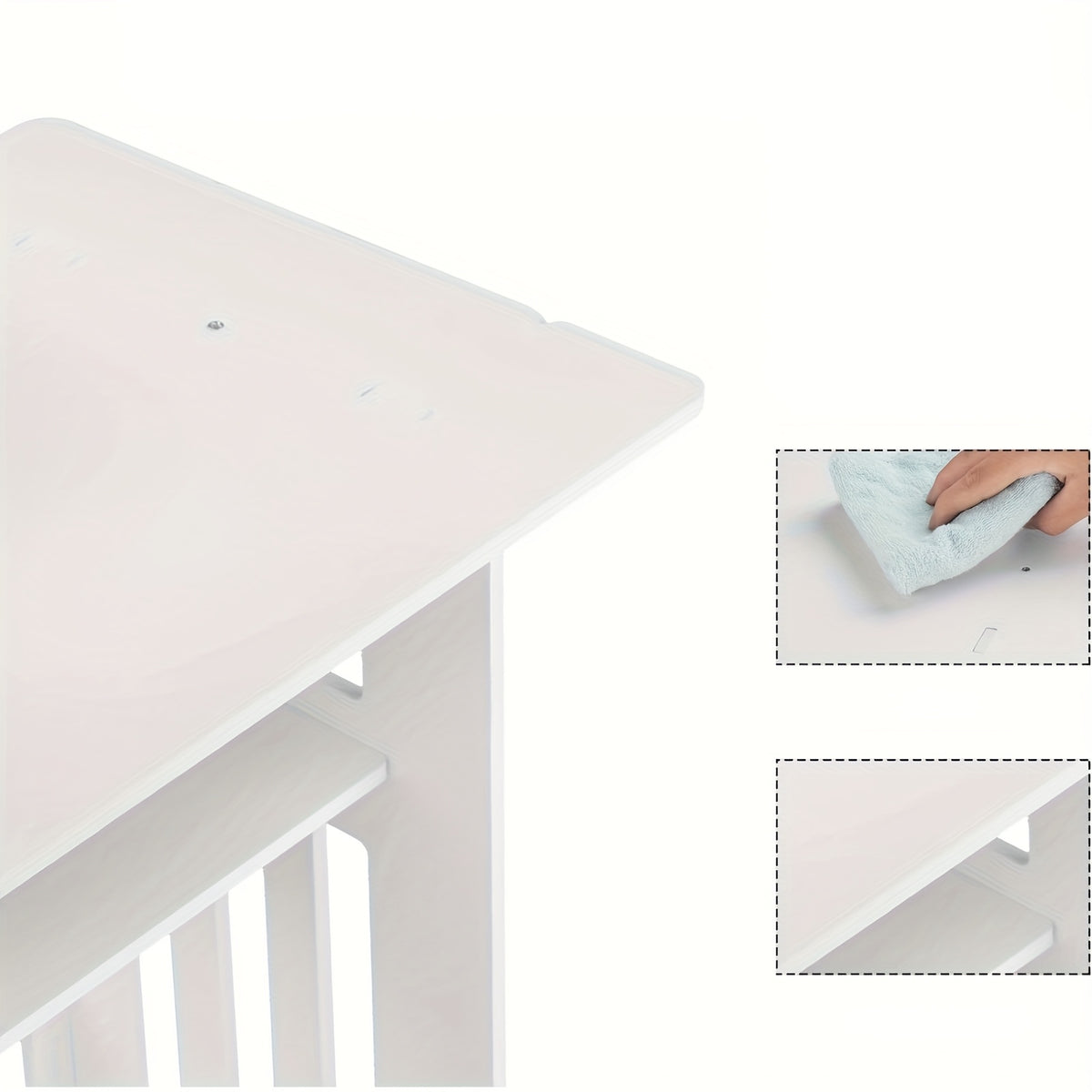 Bedside Table with Space-Saving, Wood, 3-Tier White Side Wooden Nightstand Compact - product gallery image 5