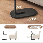 Bedside Table with Space-Saving, Wood, C-Shaped Swivel Side Hidden Base Space-Saving - product gallery image 7