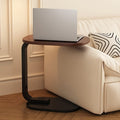 Bedside Table with Space-Saving, Wood, C-Shaped Swivel Side Hidden Base Space-Saving