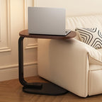Bedside Table with Space-Saving, Wood, C-Shaped Swivel Side Hidden Base Space-Saving