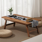 Bedside Table with Wood, Japanese Style Low Coffee Lift-Top, Solid