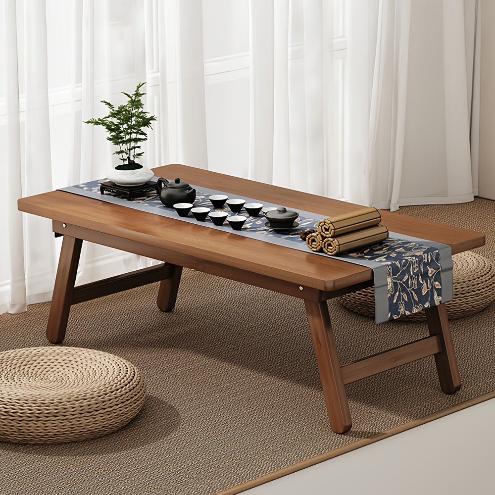 Bedside Table with Wood, Japanese Style Low Coffee Lift-Top, Solid