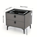Bedside Table with Wood, LED Drawers, Nightstand Side Bedroom, Pine - Black Gray option