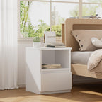 Bedside Table with Wood, Single Drawer-32x30x41cm, Narrow Drawer Open Shelf Slim Wood - product gallery image 2