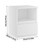 Bedside Table with Wood, Single Drawer-32x30x41cm, Narrow Drawer Open Shelf Slim Wood - product gallery image 3