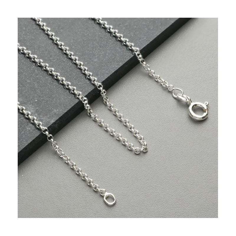 Belcher Chain Necklace Sterling Silver mm with 2 mm