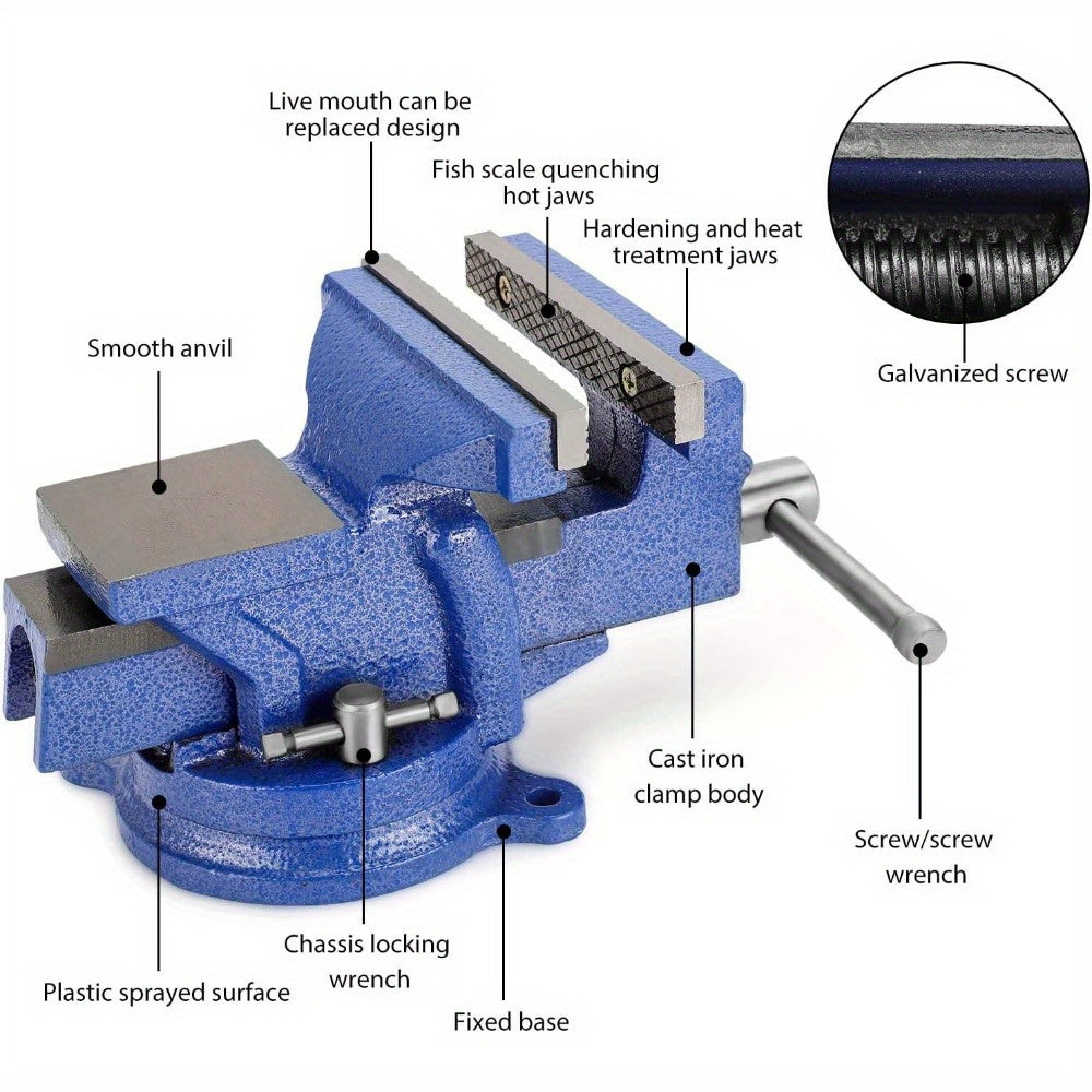 Bench Vice with 125mm, Inch Heavy Duty Cast Iron Degree - product gallery image 6