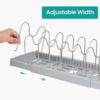 Expandable Pan Lid Organiser Rack 7/10 Adjustable Dividers, Anti-slip Pantry Cupboard Organiser Kitchen Drawer Bakeware Plate Holders for Pots, Pans, Chopping Board, Saucepan, Baking Trays