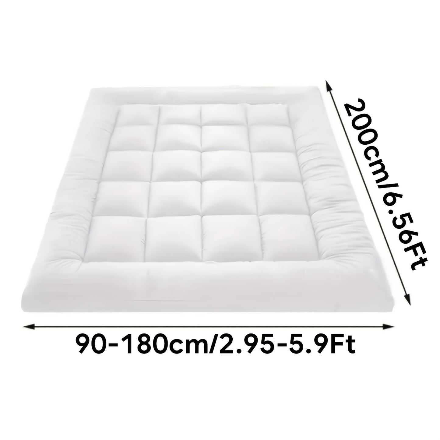 1pc Hotel Quality Summer Cooling Mattress Topper 10cm/4-Inch Deep Plush Mattress Pad, Soft Bed Topper, Breathable Bedding for Hot Sleepers with 4 Elastic Straps for Secure Fit, Single Double King Super All Sizes, White