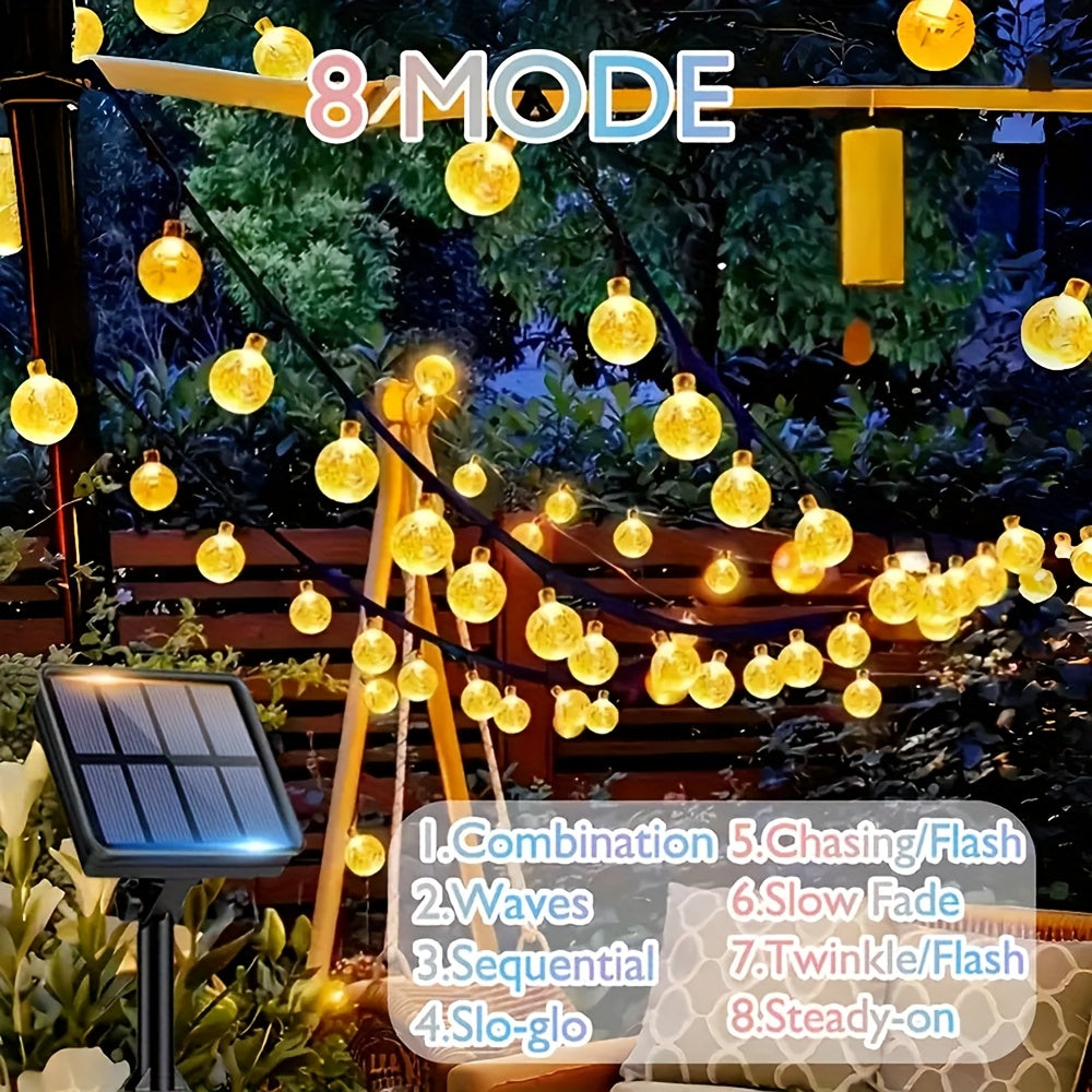 200/100LEDs Solar LED Crystal Ball String Lights | 8 Modes Remote Control | Outdoor Fairy Lights for Garden, Balcony, Camping & Parties | Christmas Decorations, Halloween Outdoor Decor, Wedding Lights | Solar Garden Lights