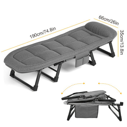 Adult Folding Camping Bed, with Cushion And Pillow, 5-Level Adjustable, Side Storage Bag, Great Christmas Gift, Portable Travel Camping Bed for Sleeping, Local Stock Shipped, Lightweight Tent Bed, Max Load 150KG, Suitable for Office, Camping