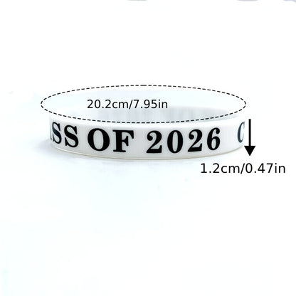 24pcs Class of 2026 Graduation Silicone Wristband, Graduation Wristband 2026 Graduation Celebration Wristband, Graduation Party Souvenir Set Suitable for Graduation Party Commemorative Gifts (Black, White)