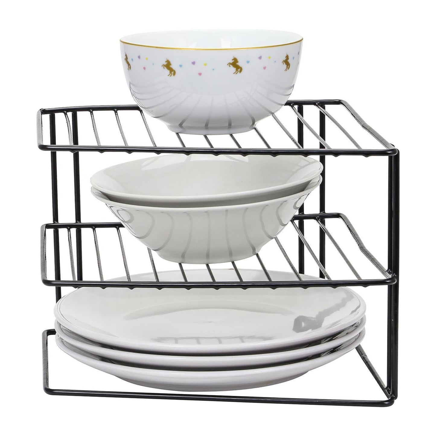 3 Tier Corner Kitchen Plate Rack Tidy Cupboard Shelf Insert Organiser New