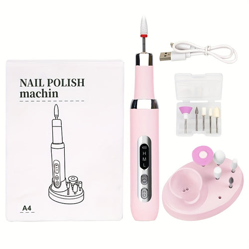 Datimes Cordless Electric Nail Drill Machine Professional with LCD Display & Drill Bits/Sanding Bands Suitable for Acrylic Gel Nails, Manicure/Pedicure Kit for Grinding, Polishing, Trimming, Suitable for & Salon Use, - Nail
