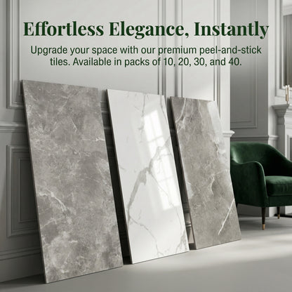 Luxury Marble Pattern Peel and Stick Wall Tiles, Self-Adhesive Backsplash Tiles for Kitchen & Living Room, Waterproof Oil-proof Wall Stickers, Easy to Install Wall Decor, 10/20/30/40pcs