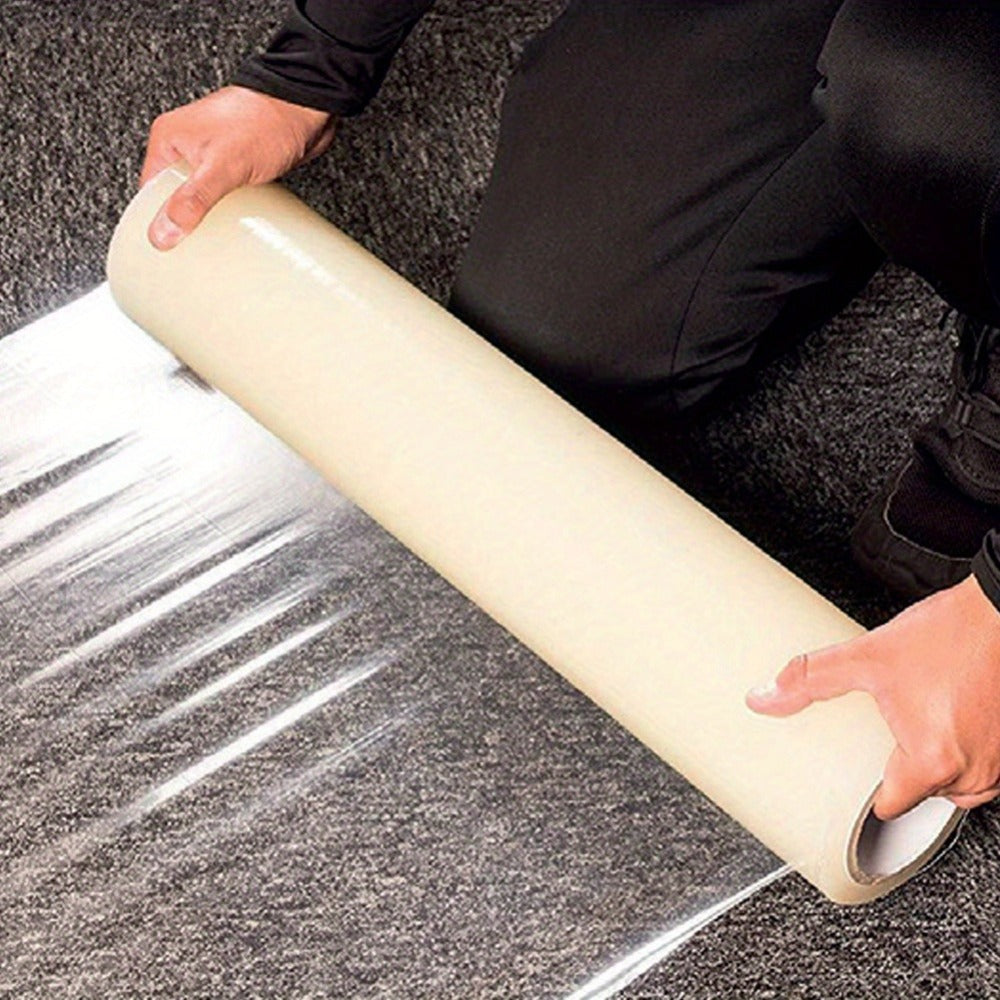 Clear Self-Adhesive Carpet Protector Film Roll 60cm x 100m PE Scratch Dust Resistant Easy Apply Remove for Carpet Stairs Corridors Hallways