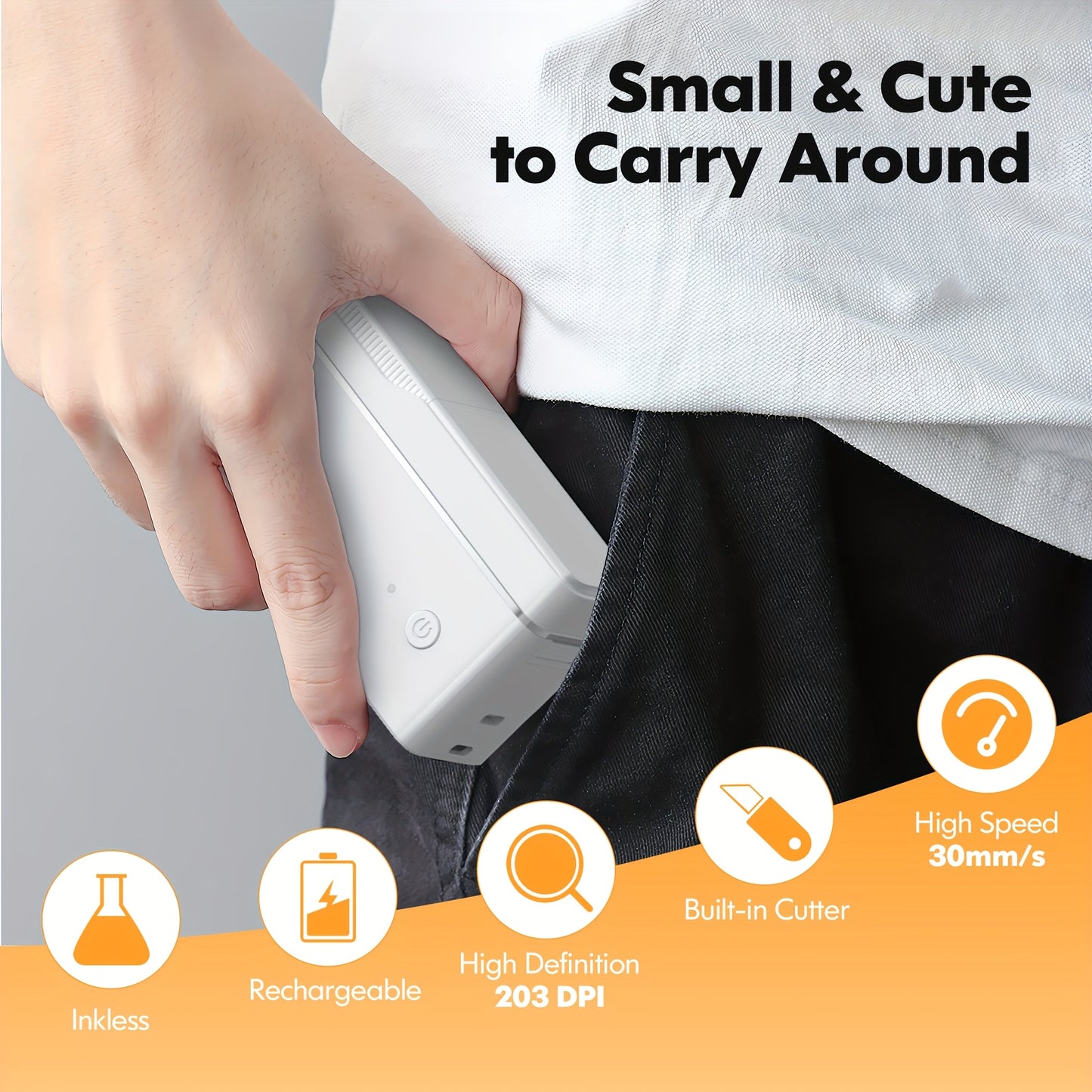 Wireless Portable Label Printer P31B - Mini Handheld Sticker Maker for IOS/Android, No Ink And Toner Required, Includes Self-Adhesive Green Label Roll for Home/Office/School Organization