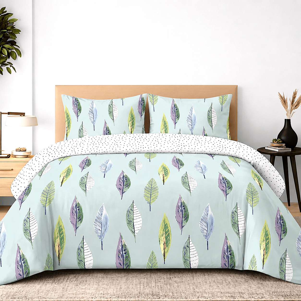 3pcs Flynn Duck Egg Duvet Cover Set | Reversible Duvet Quilt Set | Includes 2 Pillowcases | Soft Poly-Cotton Quilt Cover 48% Cotton / 52% Polyester | Breathable, Wrinkle Resistant & Machine Washable | Available in Single, Double, King & Super King Sizes |