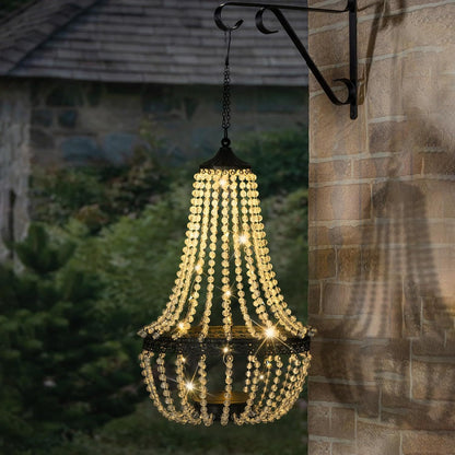 Taylor & Brown 28" Tall Hanging Solar Powered Acrylic Crystal Chandelier Light Lantern Modern Outdoor Garden Meadow with 30 Cool White LED Lights for Yard, Patio and Gazebo Decorations