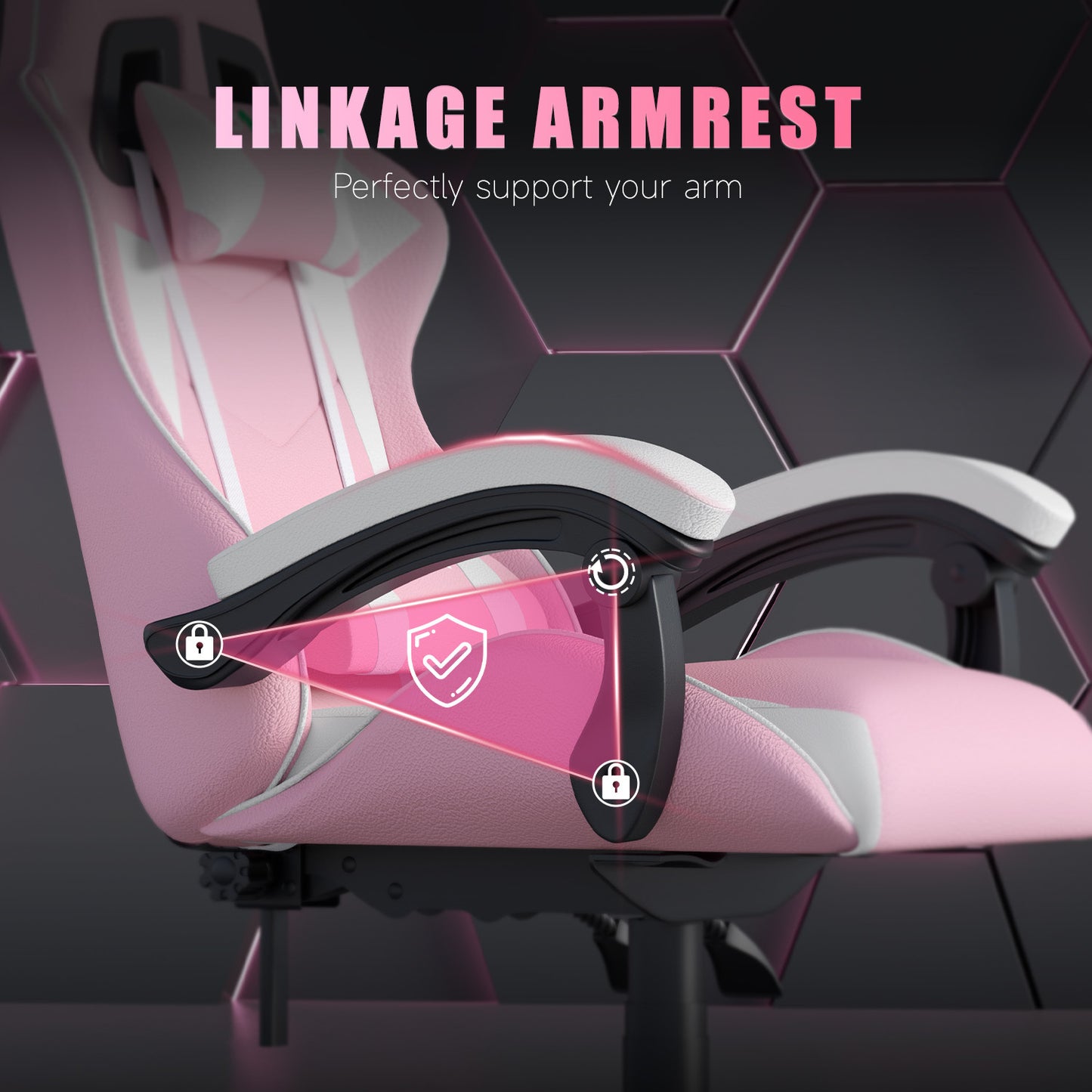 GartistGo Ergonomic Gaming Chair - Gamer Chairs with Lumbar Cushion + Headrest, Height-Adjustable Office & Computer Chair for Adults, Girls, Boys (Without footrest)