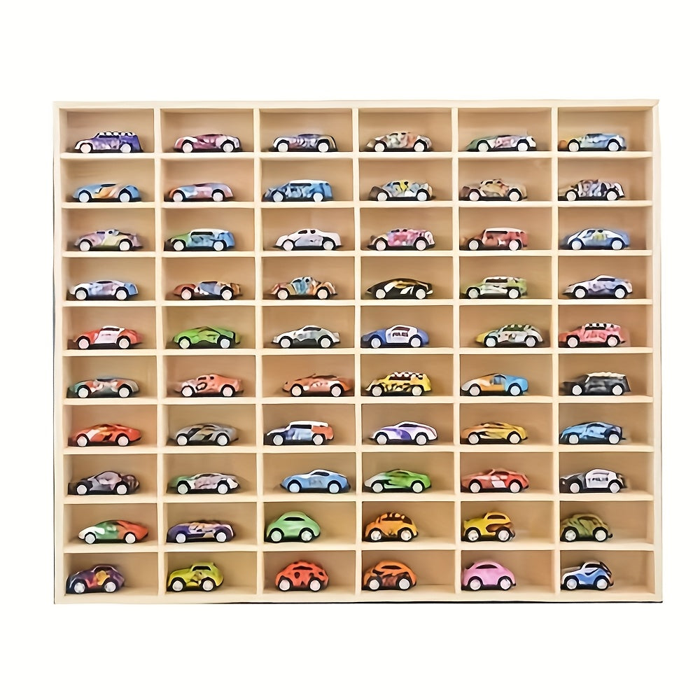 1pc Wooden Car Model Rack, Wall Mounted Storage Organizer, Multi-purpose Wooden Shelving for Home And Kitchen, Collectible Transparent Display Rack, Practical Shelf