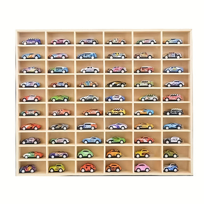 1pc Wooden Car Model Rack, Wall Mounted Storage Organizer, Multi-purpose Wooden Shelving for Home And Kitchen, Collectible Transparent Display Rack, Practical Shelf